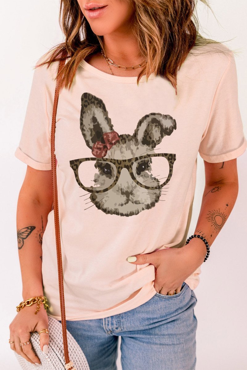 Easter Bunny Graphic Cuffed T-Shirt - TapLike