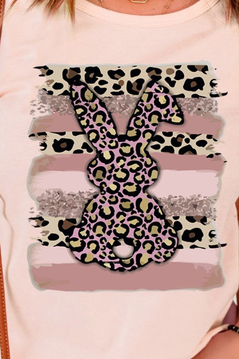 Easter Leopard Bunny Graphic T-Shirt - TapLike