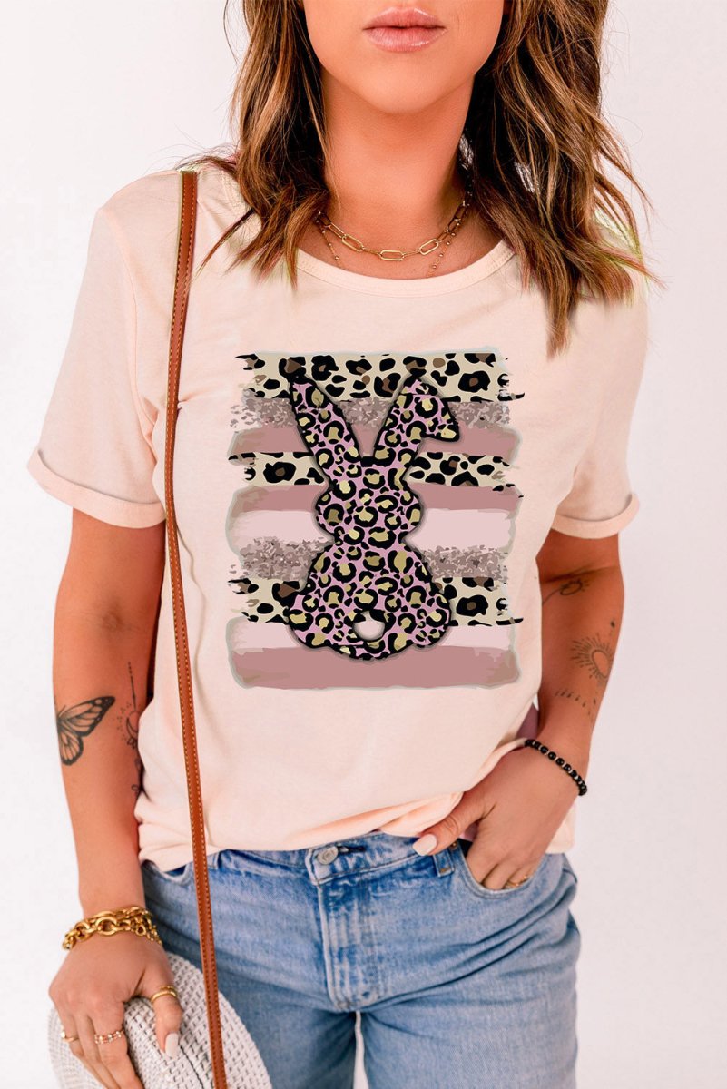 Easter Leopard Bunny Graphic T-Shirt - TapLike