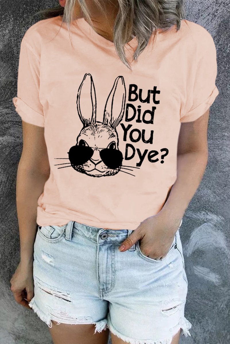 Easter Rabbit Graphic Round Neck Tee Shirt - TapLike