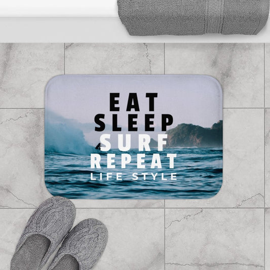 Eat, Sleep, Surf and Repeat Bath Mat - Taplike