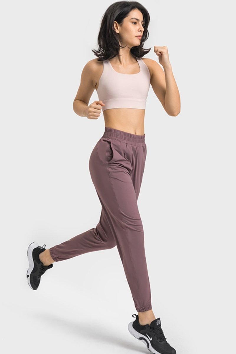 Elastic Waist Yoga Joggers with Pockets | 10010048145 - TapLike