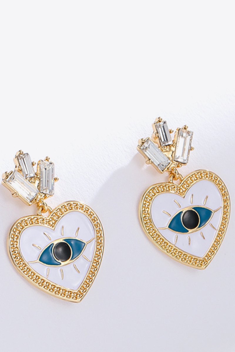 Evil Eye Heart-Shaped Drop Earrings - TapLike