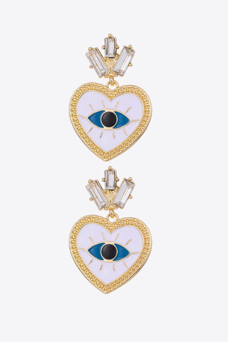 Evil Eye Heart-Shaped Drop Earrings - TapLike