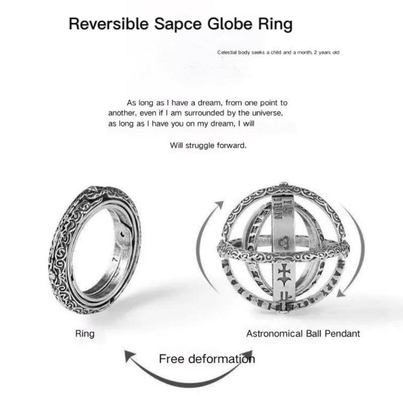 Experience the Magic of Our Reversible Space Globe Ring | K770-C - TapLike