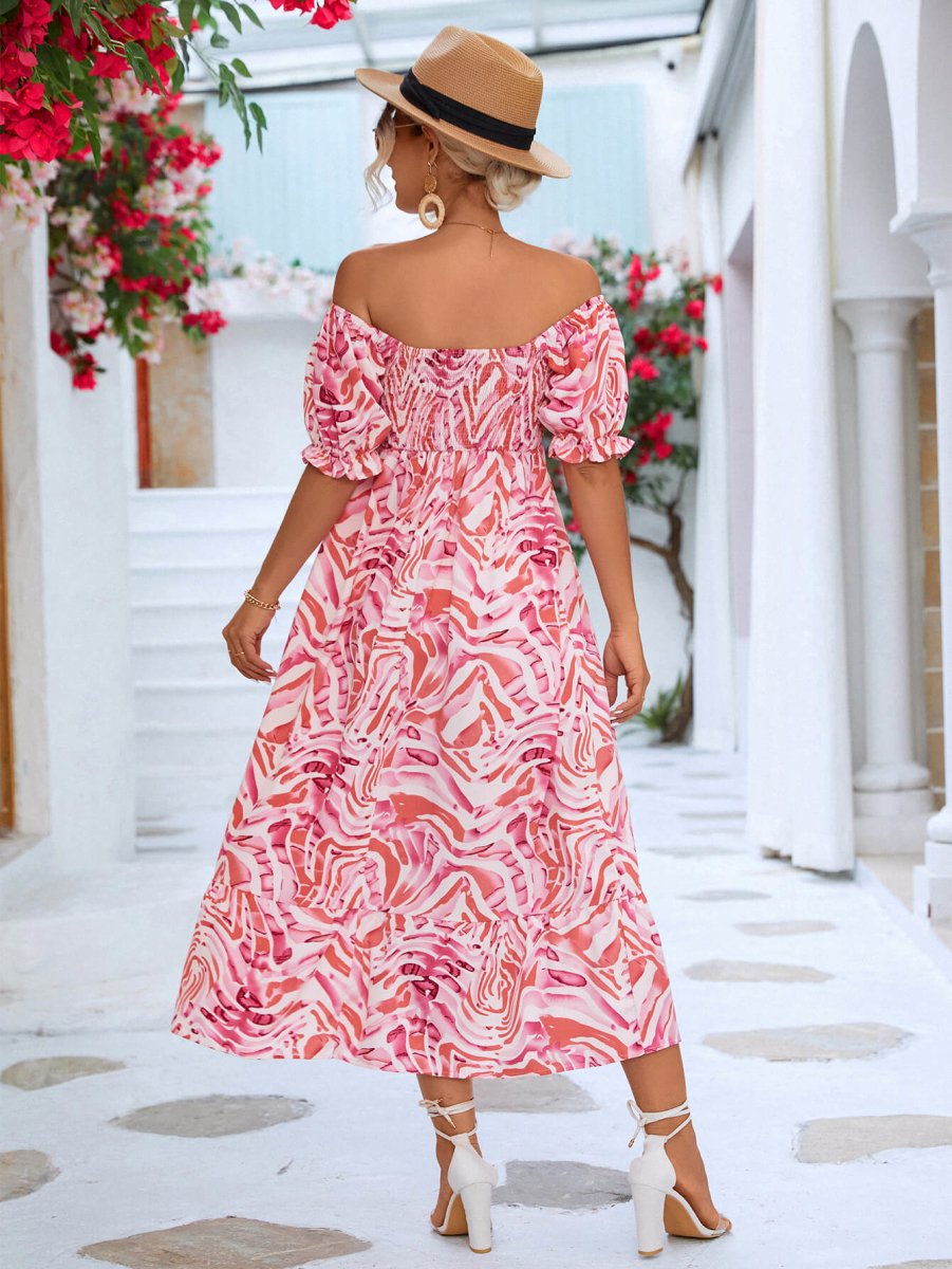 Floral Smocked Flounce Sleeve Midi Dress | 10010004197 - TapLike