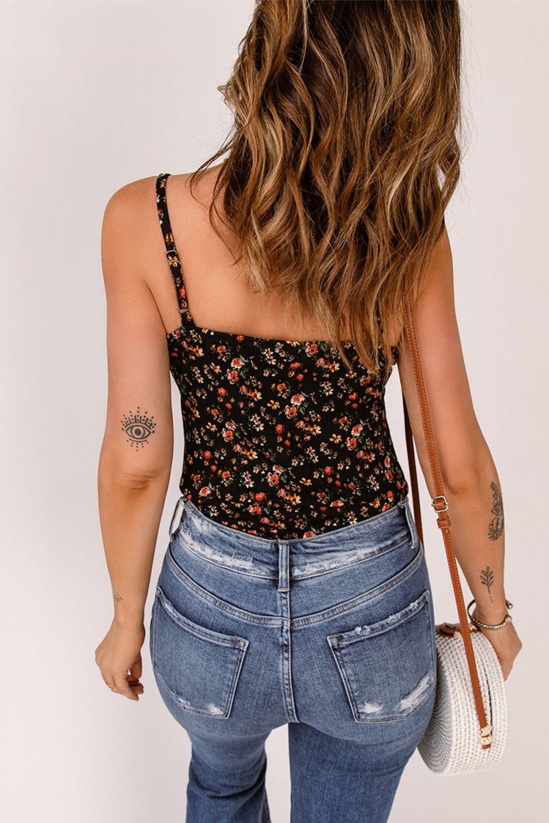 Floral Spaghetti Strap Bodysuit - TapLike