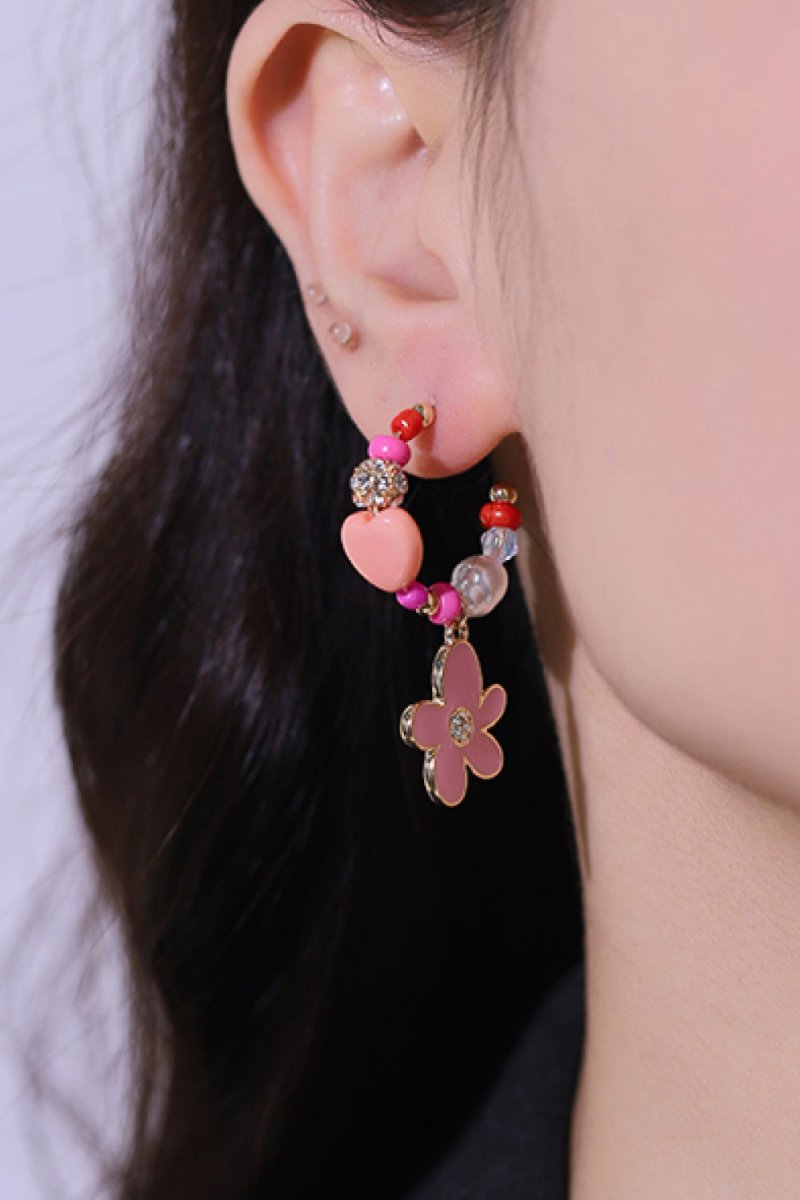 Flower C-Hoop Drop Earrings - TapLike