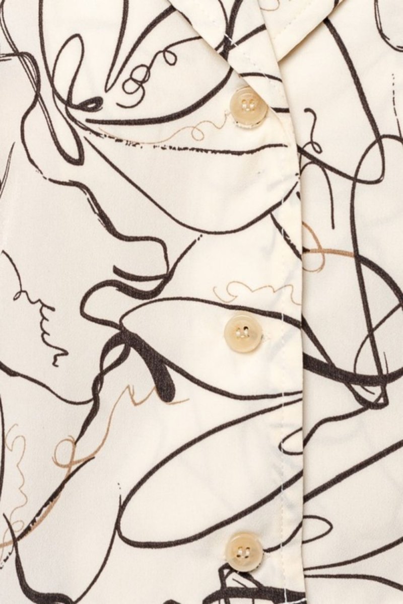 Gilli Abstract Print Lapel Collar Cropped Shirt - TapLike