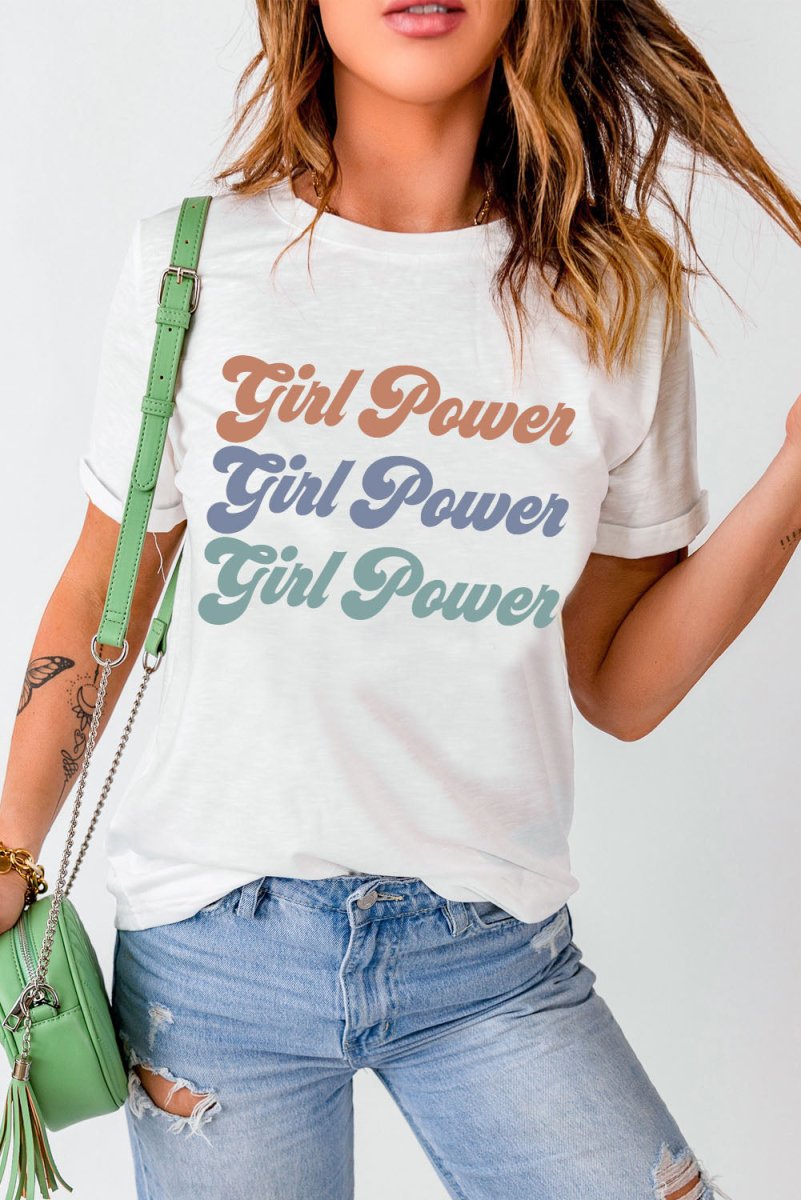 GIRL POWER Graphic Round Neck Tee | 10010072631 - TapLike
