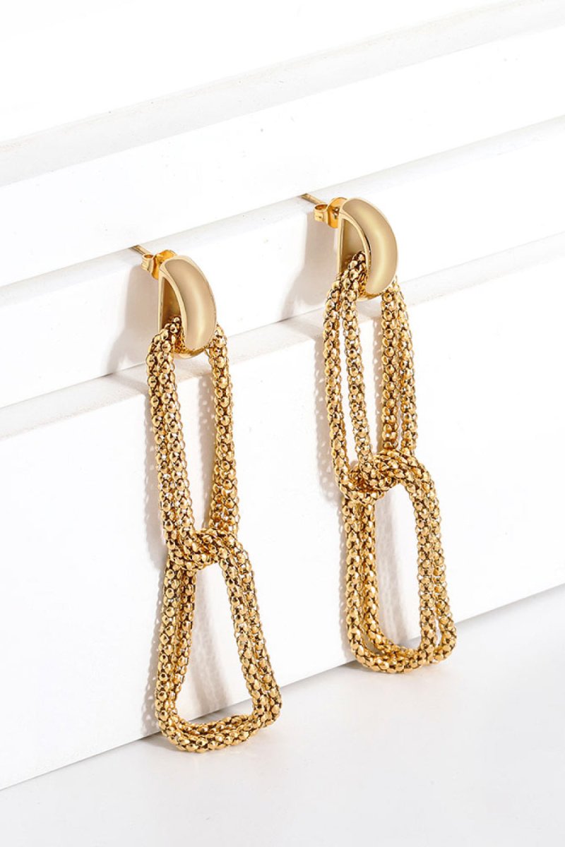 Gold-Plated D-Shaped Drop Earrings 10010055553 - TapLike