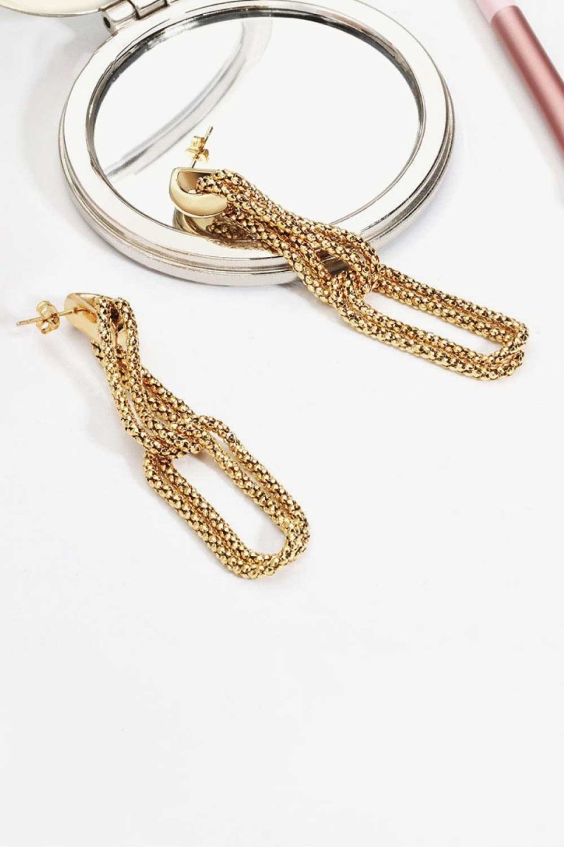 Gold-Plated D-Shaped Drop Earrings 10010055553 - TapLike