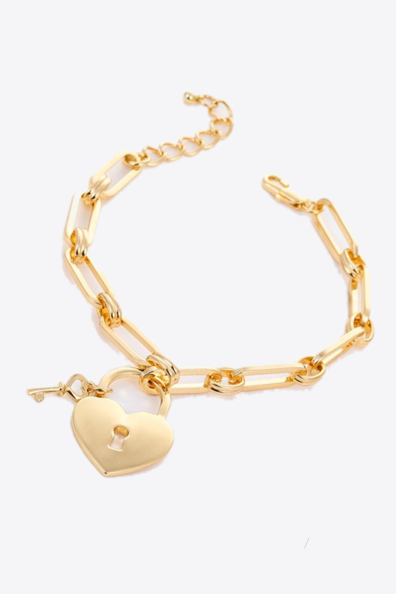 Heart Lock Charm Chain Bracelet - Taplike