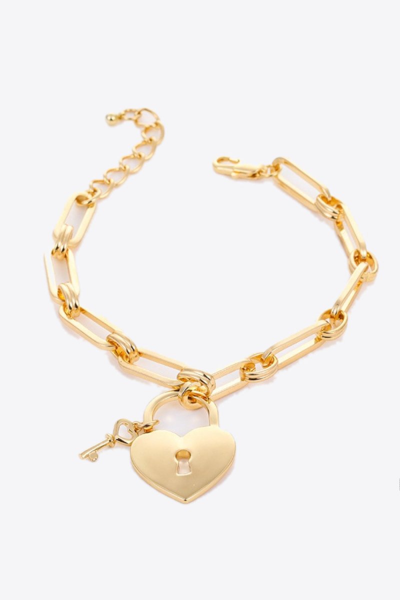 Heart Lock Charm Chain Bracelet - Taplike