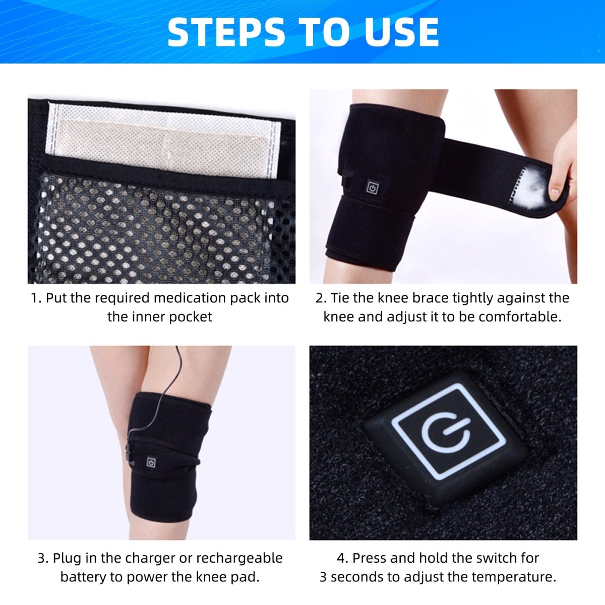 Heating Knee Pads Magnetic Knee Brace Compress Therapy Support Belt - Taplike