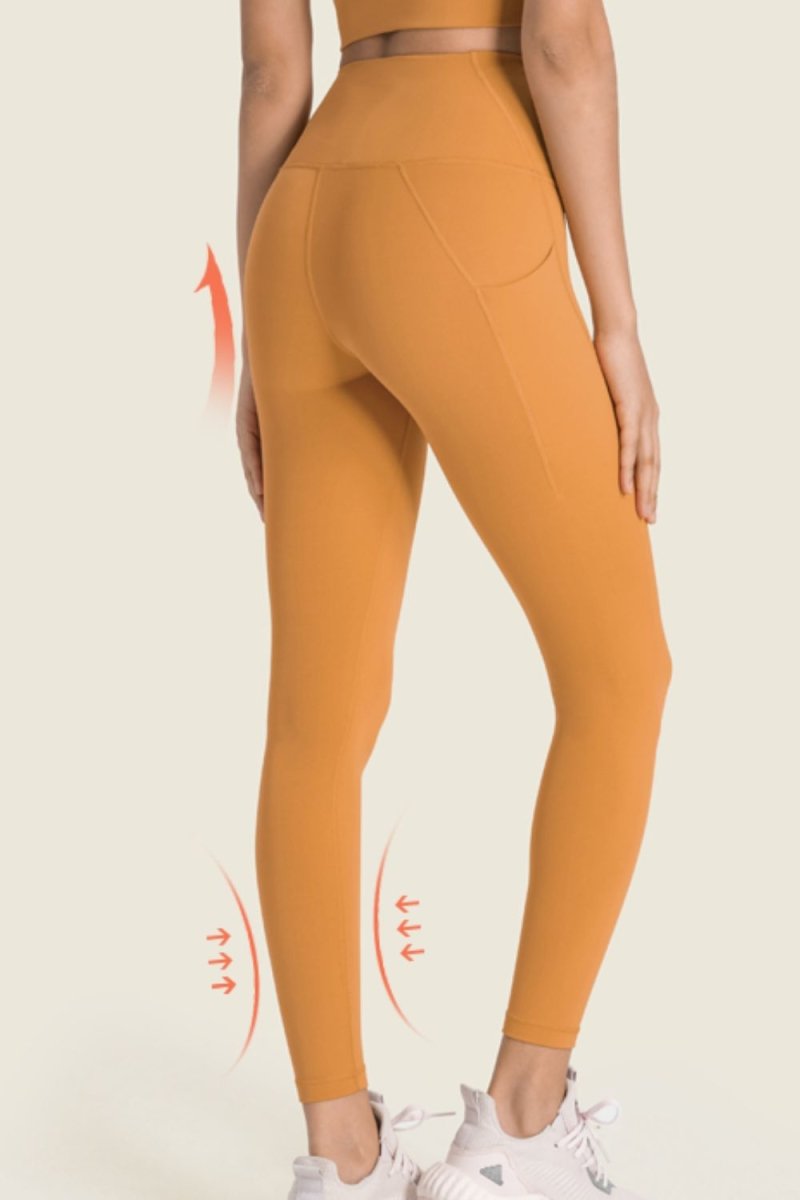 High-Rise Wide Waistband Pocket Yoga Leggings - TapLike