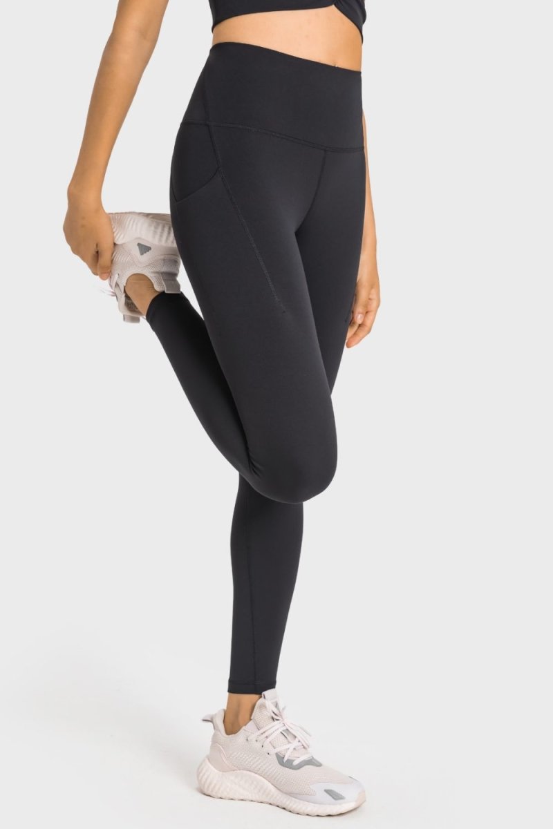 High-Rise Wide Waistband Pocket Yoga Leggings - TapLike