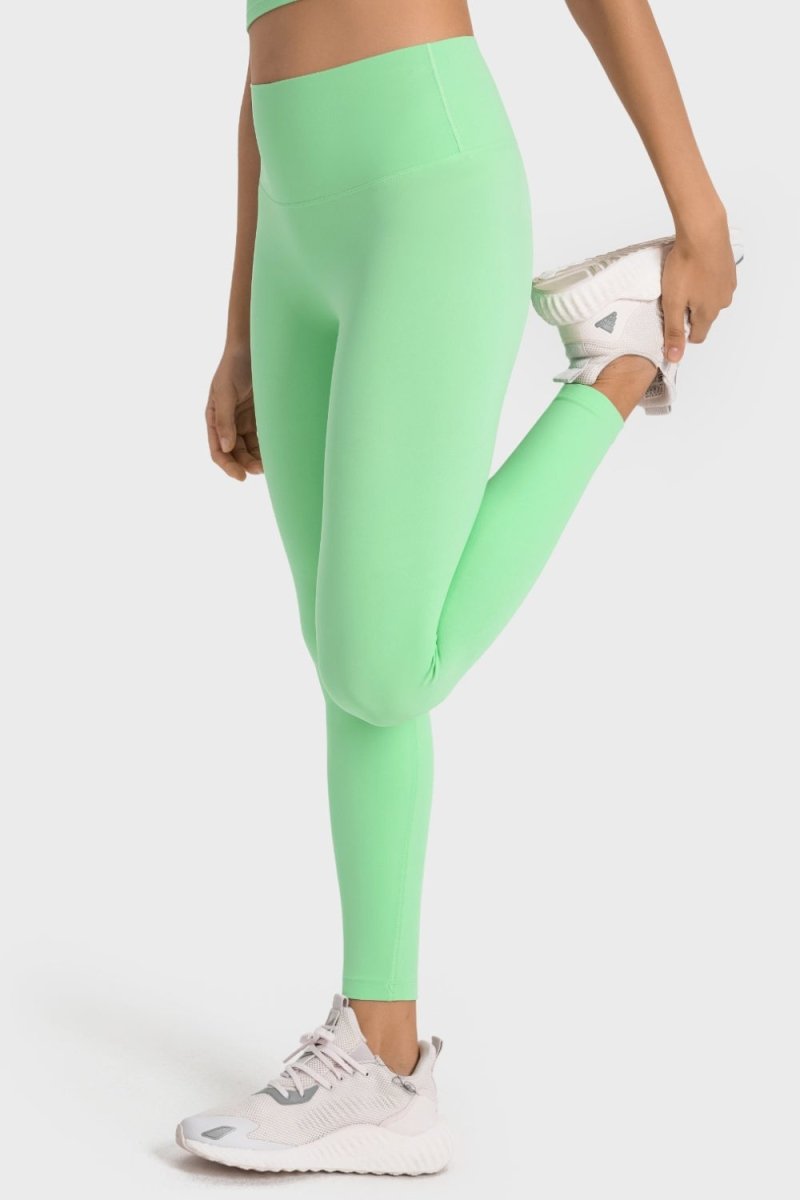 High-Rise Wide Waistband Yoga Leggings - TapLike