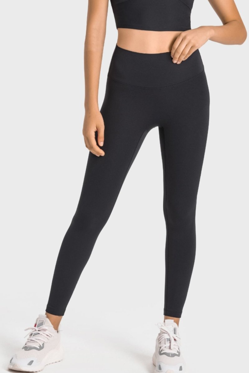 High-Rise Wide Waistband Yoga Leggings - TapLike