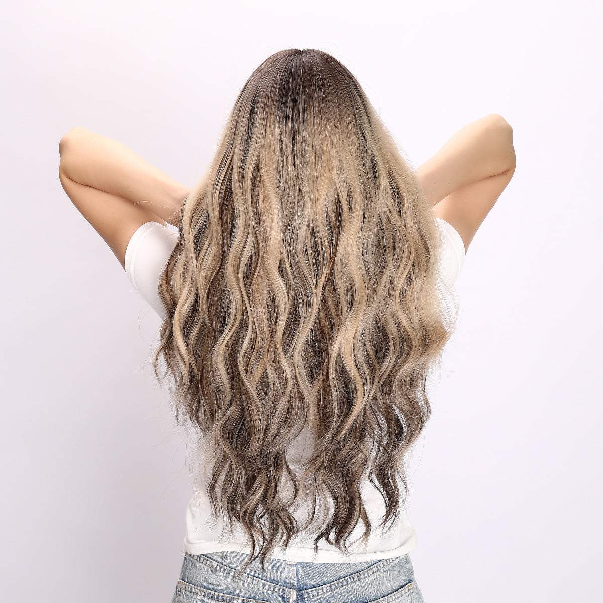 28-Inch |  Gold Brown highlite Loose Wave Without Bangs | SM5307