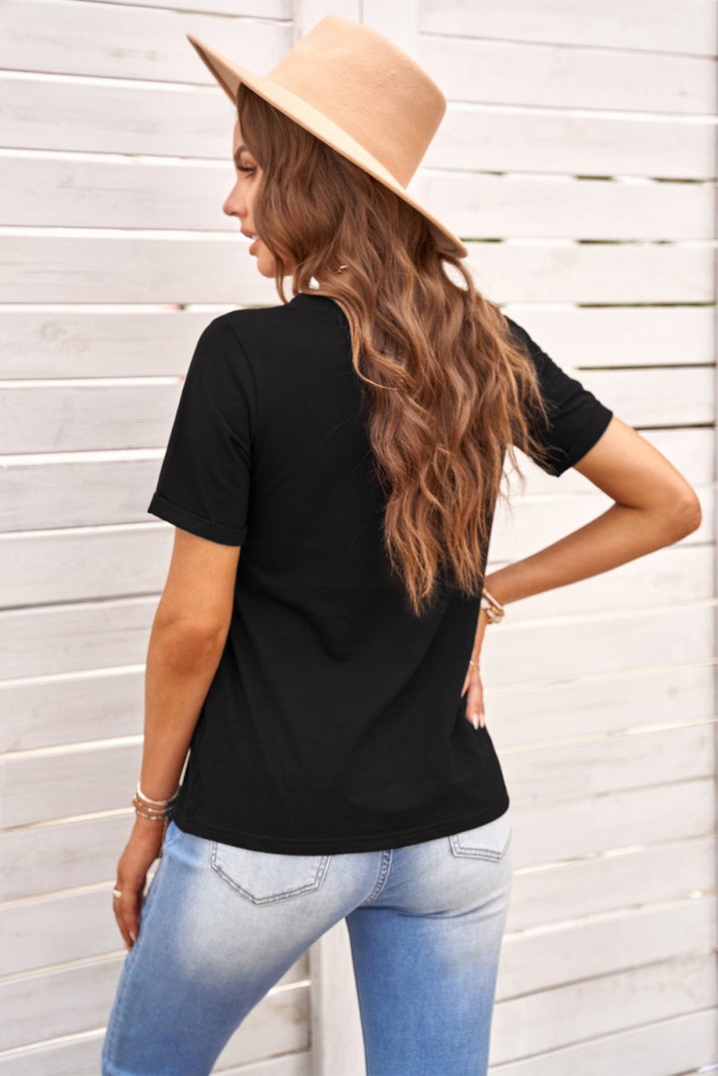 Just For You Cuffed Sleeve T-Shirt - TapLike