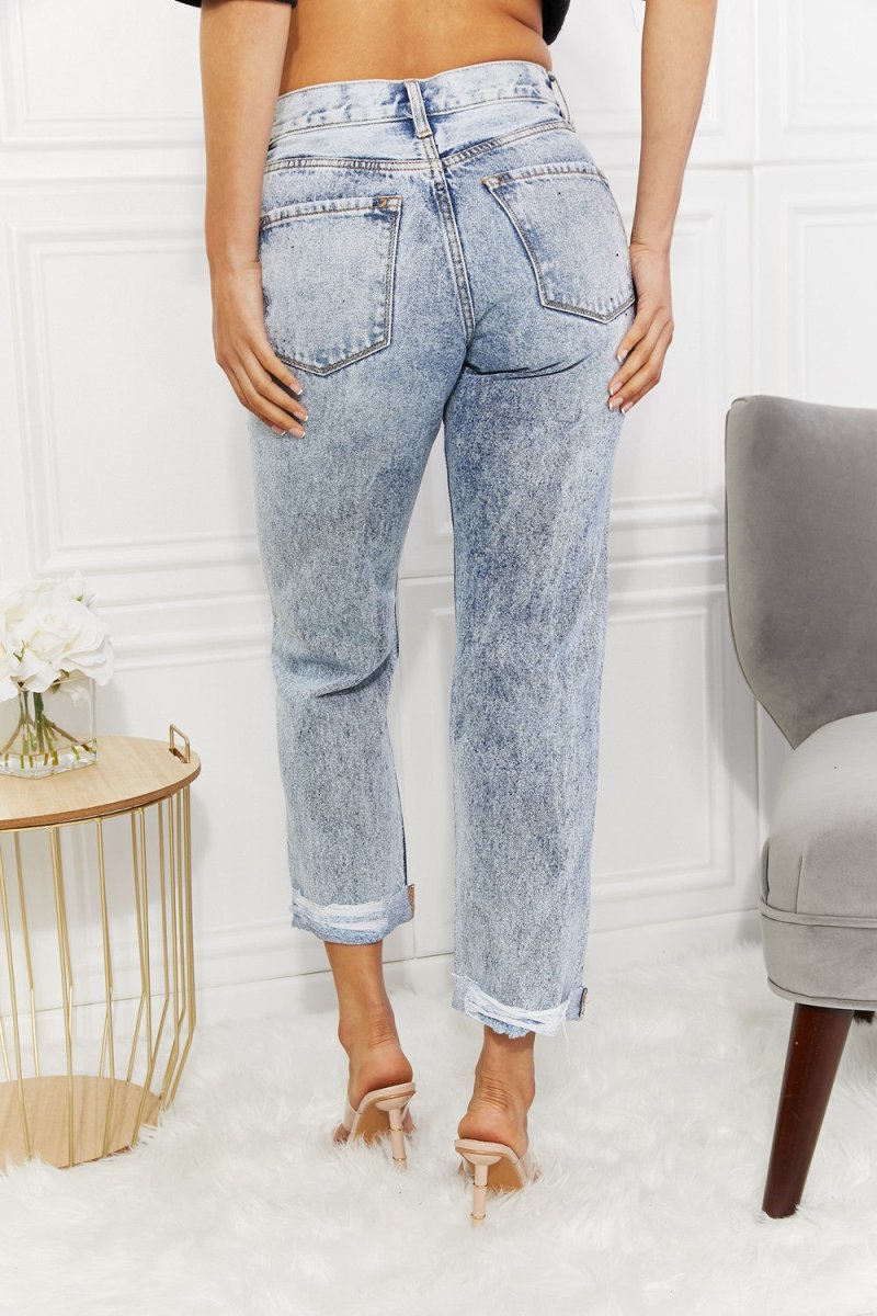 Kancan Kendra High Rise Distressed Straight Jeans - Taplike