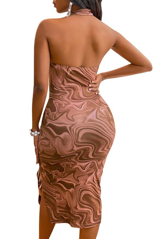 Ladies Spring Summer Fashion Sexy Backless Halter Dress FSZW04390 - TapLike