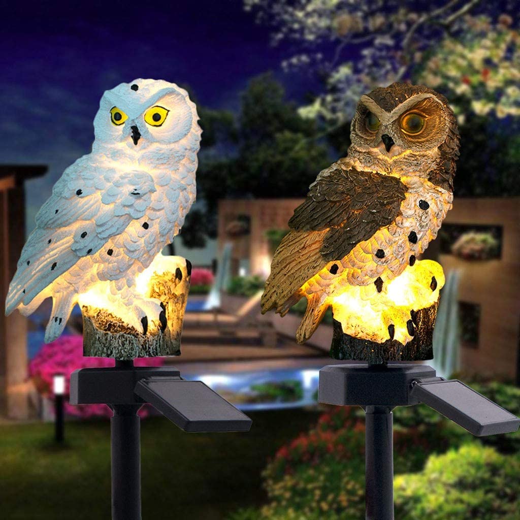LED Garden Owl Solar Light Yard Lawn Waterproof Stake Lamp Party Decor - Taplike