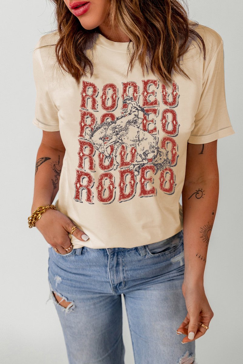 Letter Graphic Cuffed Tee Shirt - TapLike