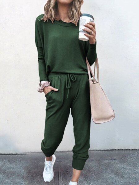 Loose Solid Color Sports Suit HFHD383UTM - TapLike