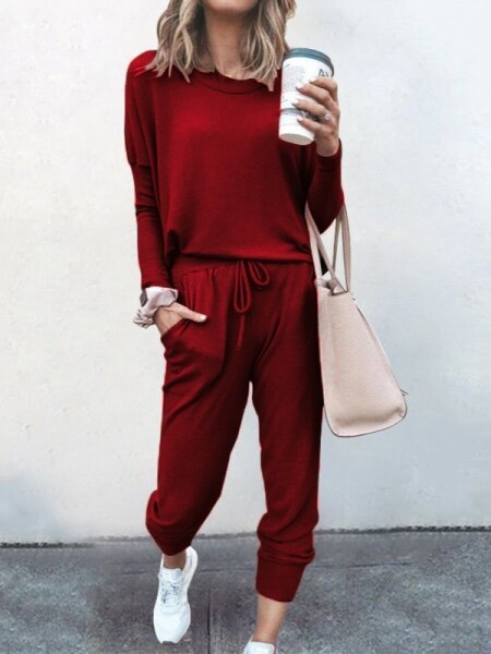 Loose Solid Color Sports Suit HFHD383UTM - TapLike