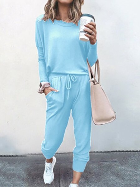 Loose Solid Color Sports Suit HFHD383UTM - TapLike