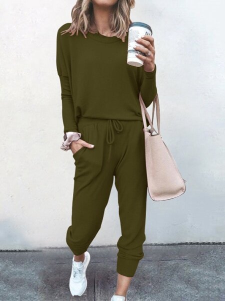 Loose Solid Color Sports Suit HFHD383UTM - TapLike