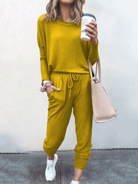 Loose Solid Color Sports Suit HFHD383UTM - TapLike