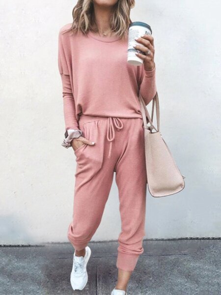 Loose Solid Color Sports Suit HFHD383UTM - TapLike