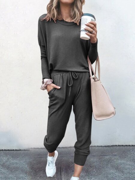 Loose Solid Color Sports Suit HFHD383UTM - TapLike