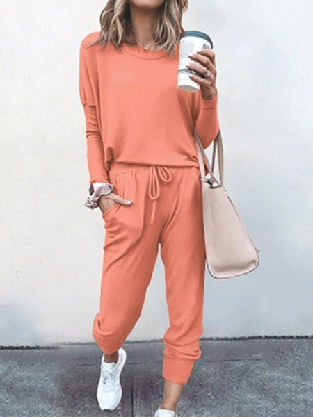 Loose Solid Color Sports Suit HFHD383UTM - TapLike