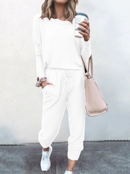 Loose Solid Color Sports Suit HFHD383UTM - TapLike