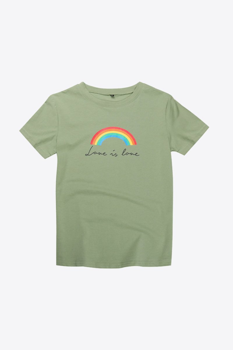 LOVE IS LOVE Rainbow Graphic Tee Shirt - TapLike
