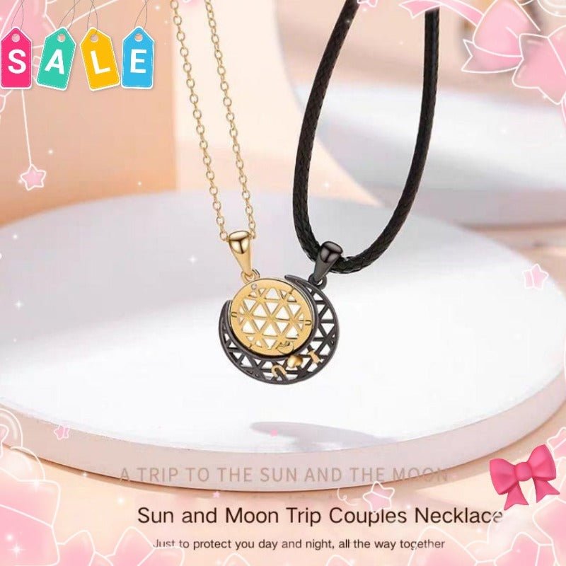 Magnetic Necklace Sun and Moon Boudoir Couple Openwork S925 Collarbone Chain - TapLike