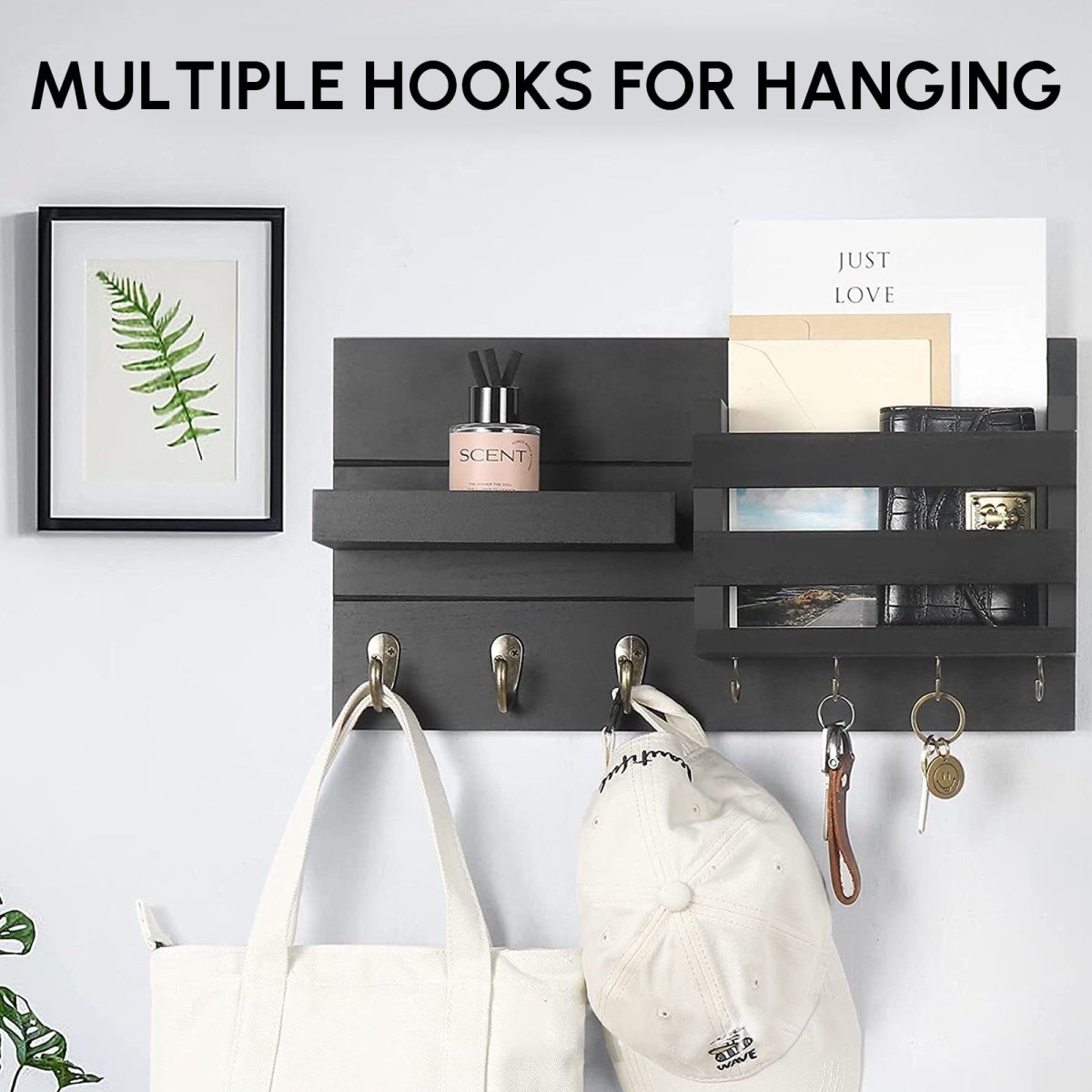 Mail Key Holders for Wall Mail Organizer Wall Mount with 7 Key Hooks - Taplike