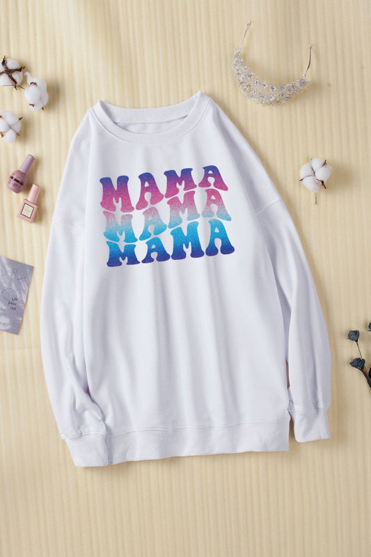 MAMA Gradient Graphic Dropped Shoulder Sweatshirt - TapLike