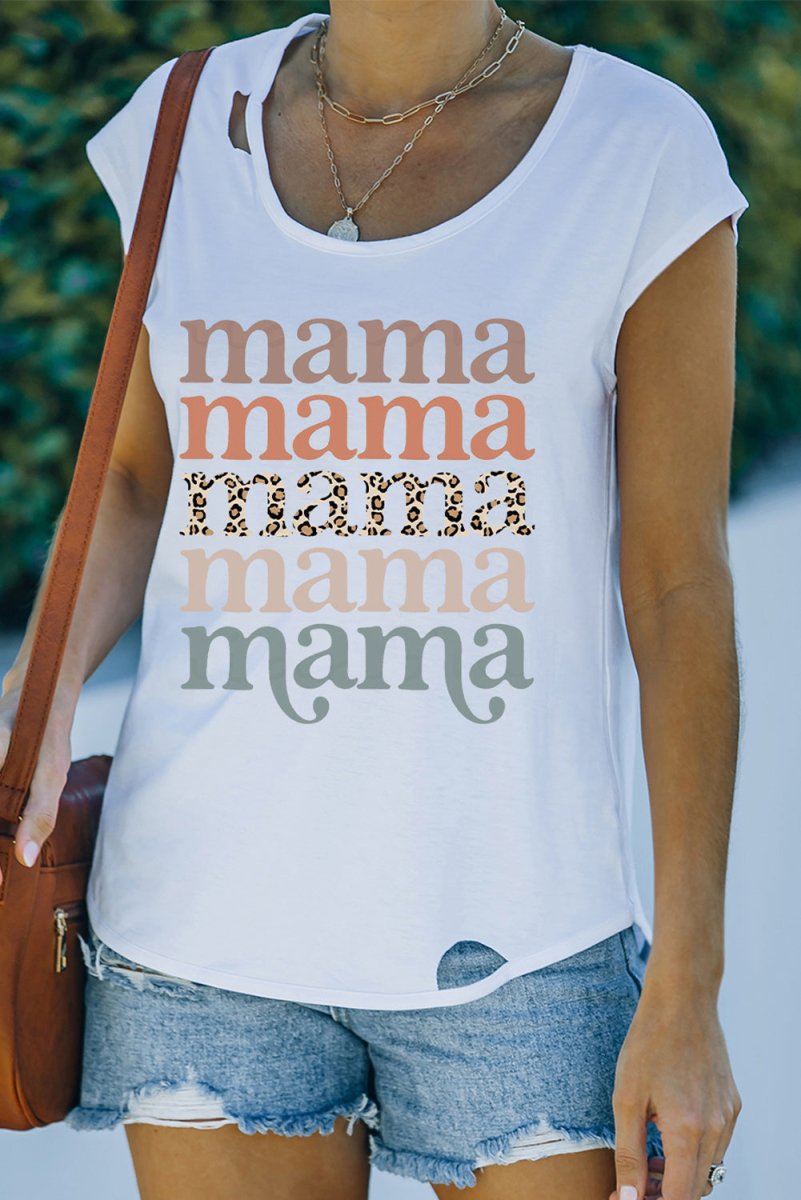 MAMA Graphic Cutout Tee - TapLike