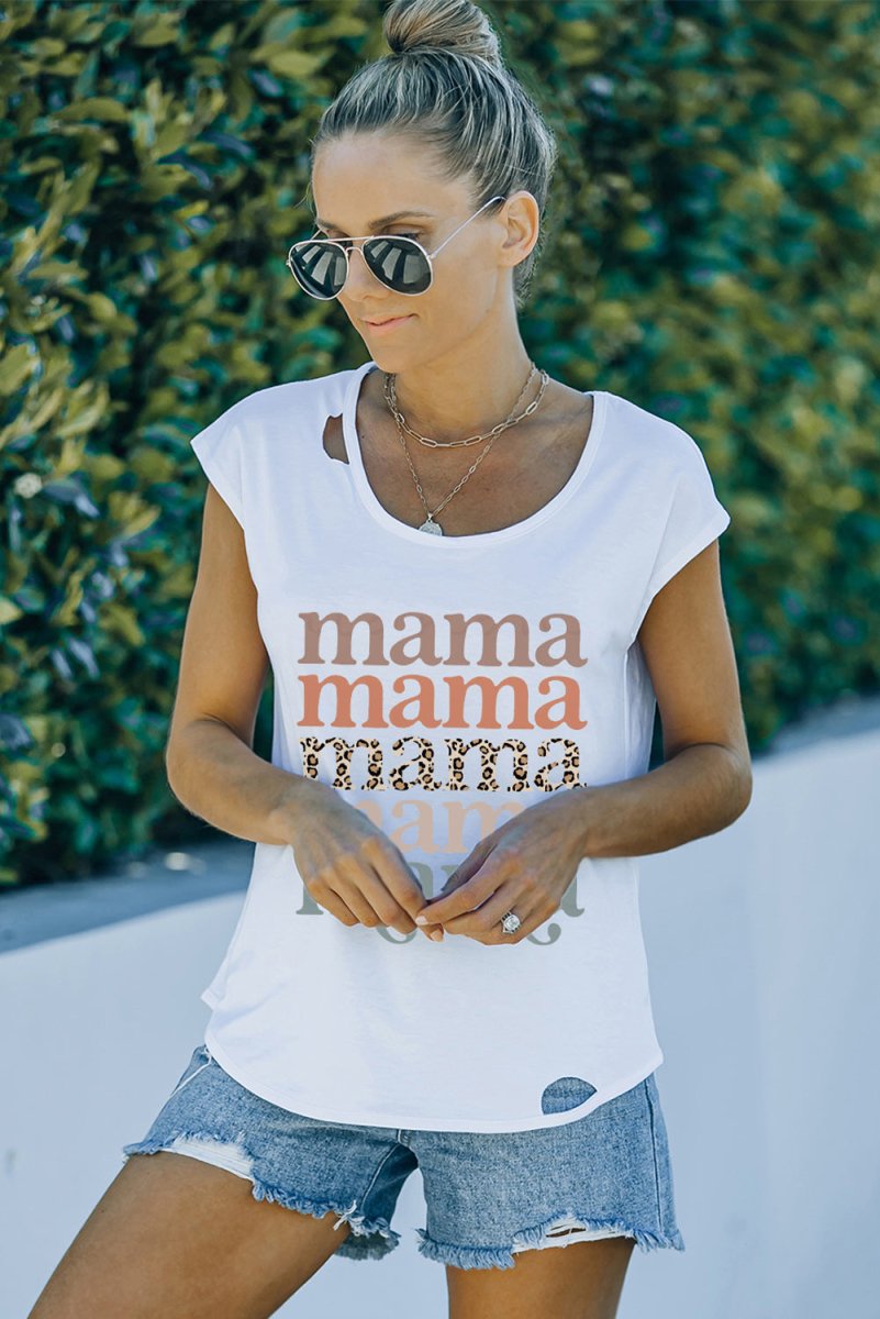 MAMA Graphic Cutout Tee - TapLike