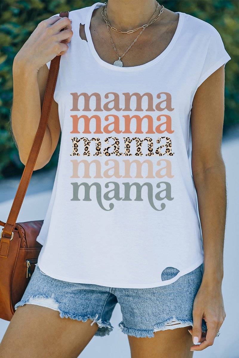 MAMA Graphic Cutout Tee - TapLike