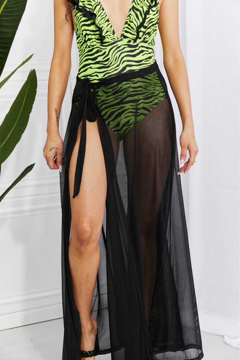 Marina West Swim Beach Is My Runway Mesh Wrap Maxi Cover-Up Skirt - Taplike