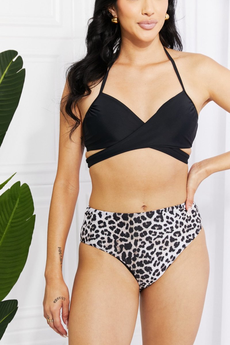 Marina West Swim Summer Splash Halter Bikini Set in Black - Taplike