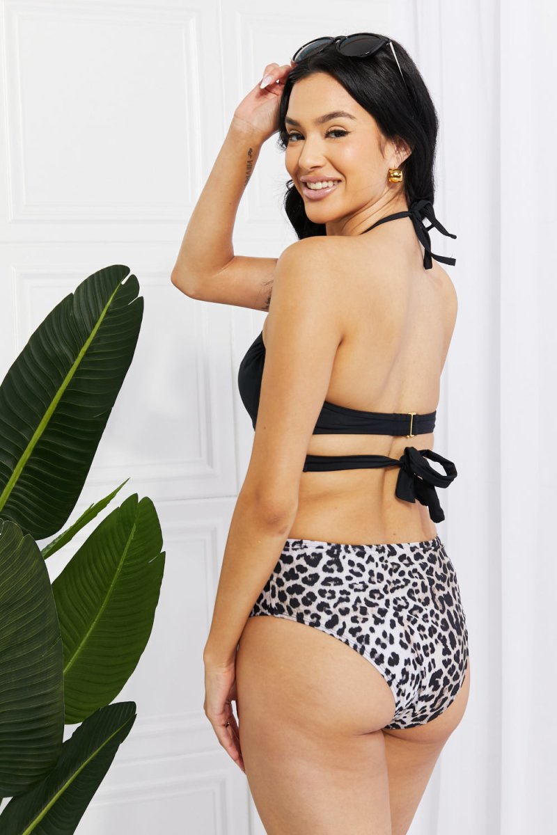 Marina West Swim Summer Splash Halter Bikini Set in Black - Taplike