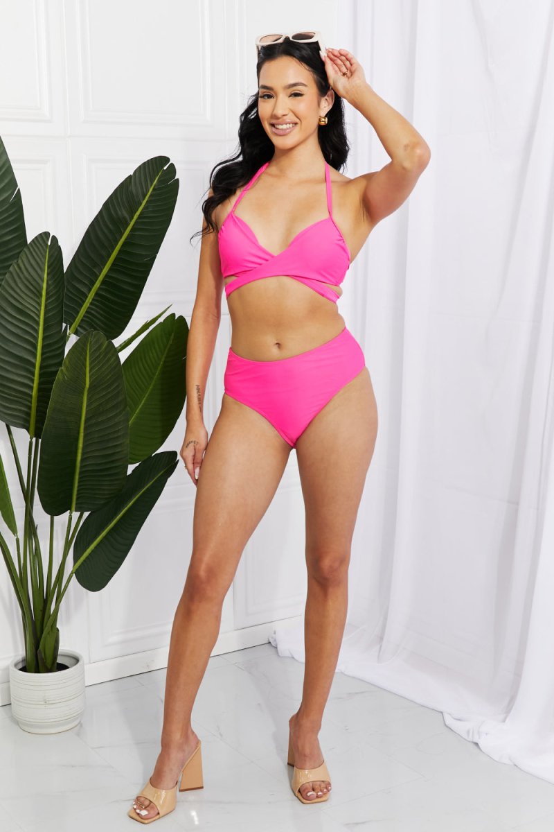 Marina West Swim Summer Splash Halter Bikini Set in Pink - Taplike