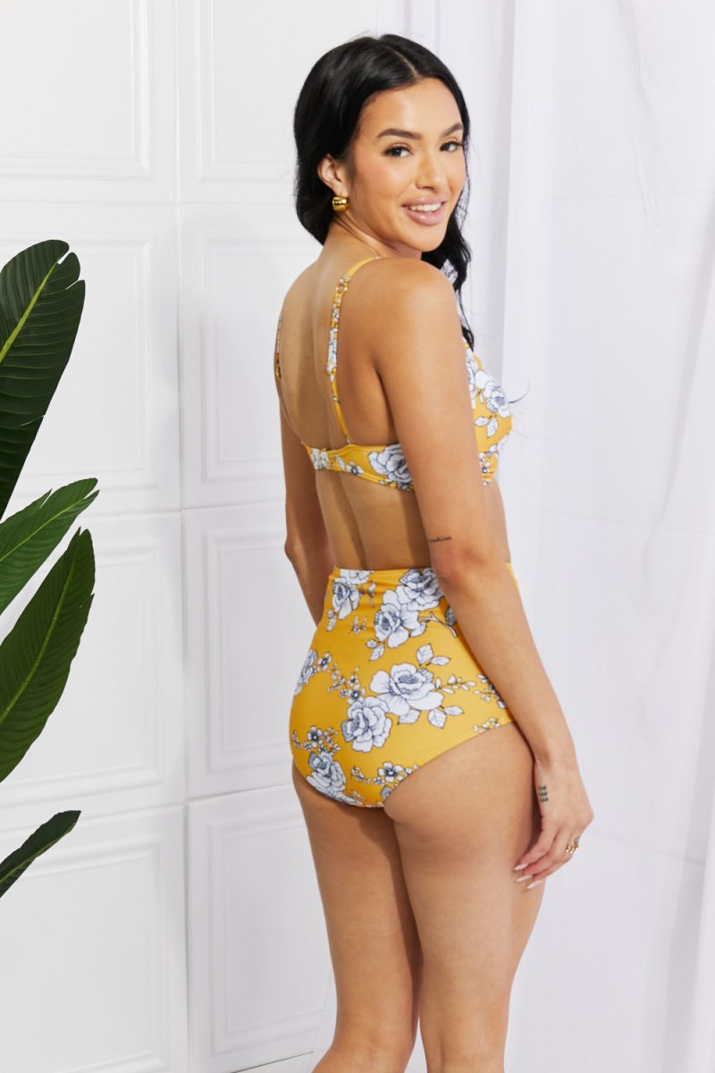 Marina West Swim Take A Dip Twist High-Rise Bikini in Mustard - Taplike